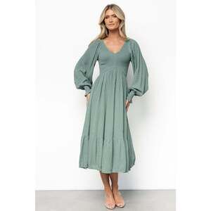 Baltic Born Lainey Smocked Dotted Midi Dress | Dark Sage Size XL